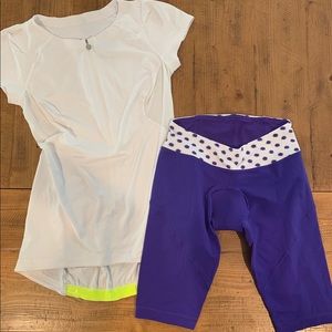 Lululemon cycling top & bottom with chamois size 4